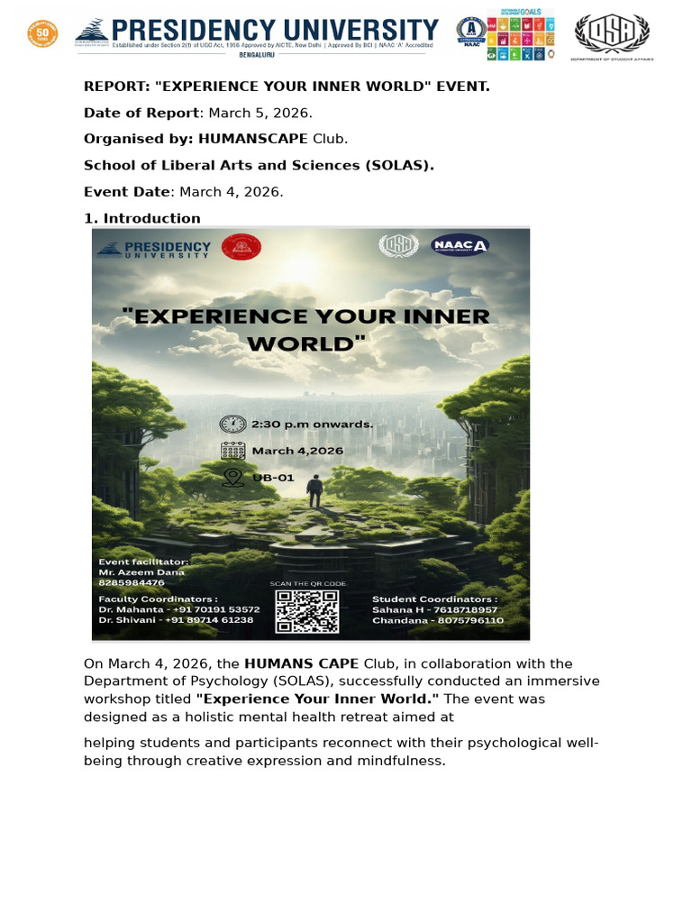 Experience Your Inner World | PDF | Mental Health | Psychological Concepts