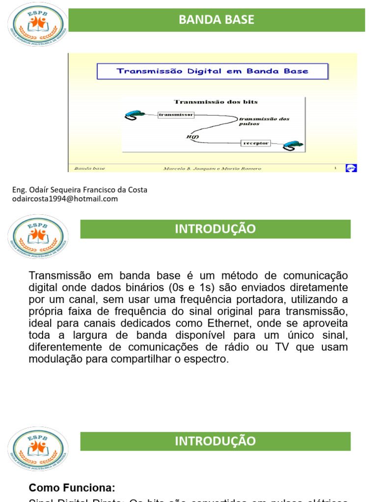 Aula - 3 Transmissão de Sinal em Banda Base Atualizada | PDF | Rádio ...