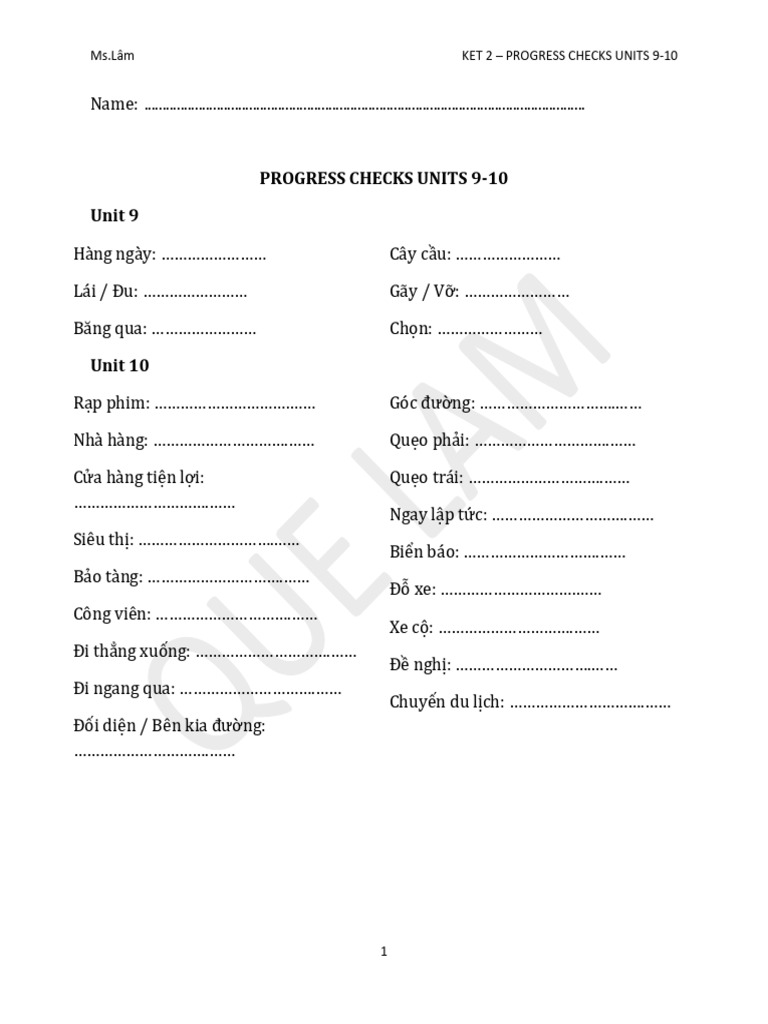 Progress Checks Units 9-10 | PDF