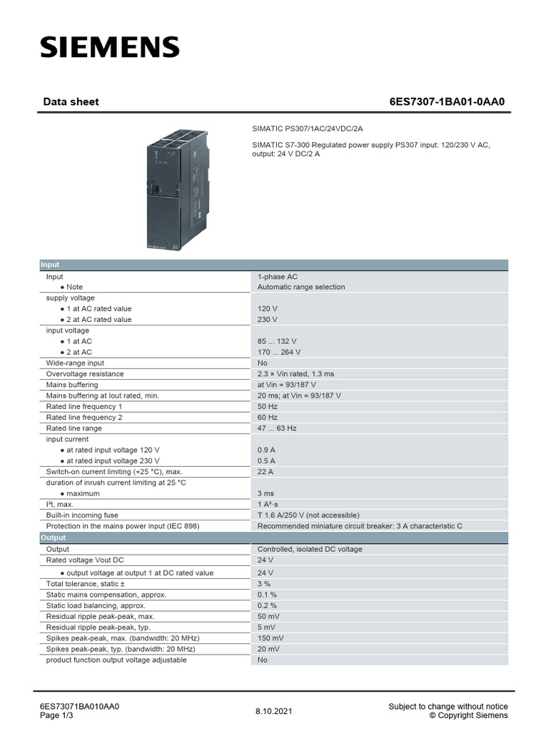 6ES73071BA010AA0 Datasheet en | PDF | Mains Electricity | Alternating ...