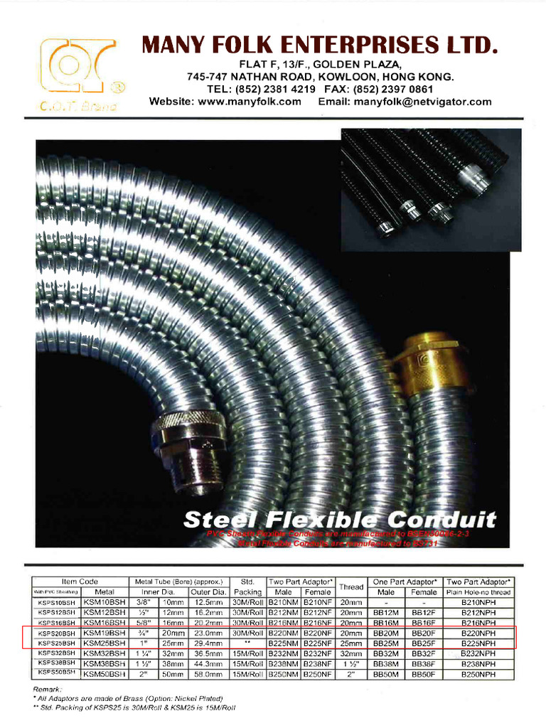 Catalogue Flexible Conduit COT | PDF