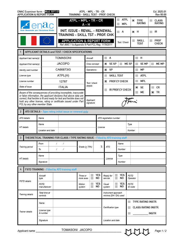 RPT 01 Atpl MPL TR CR A H | PDF | Aviation | Aeronautics