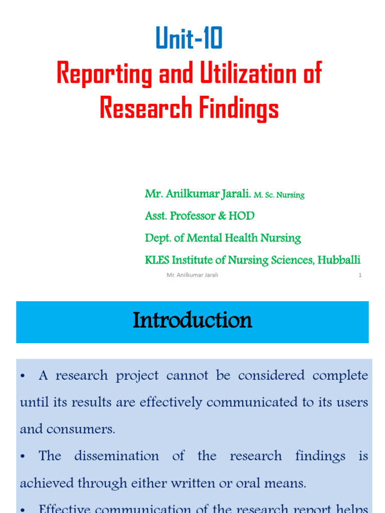 Unit-10. Reporting and Utilization of Research Findings | PDF ...