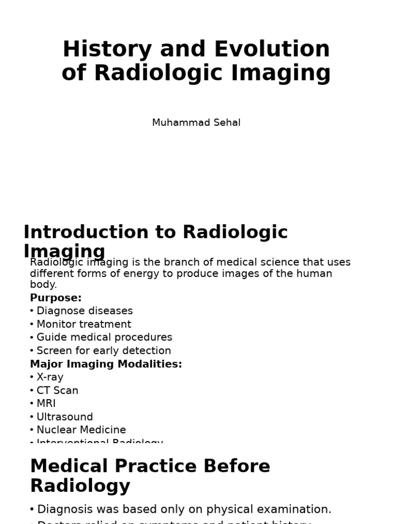 History and Evolution of Radiologic Imaging | PDF | Radiology | Medical ...