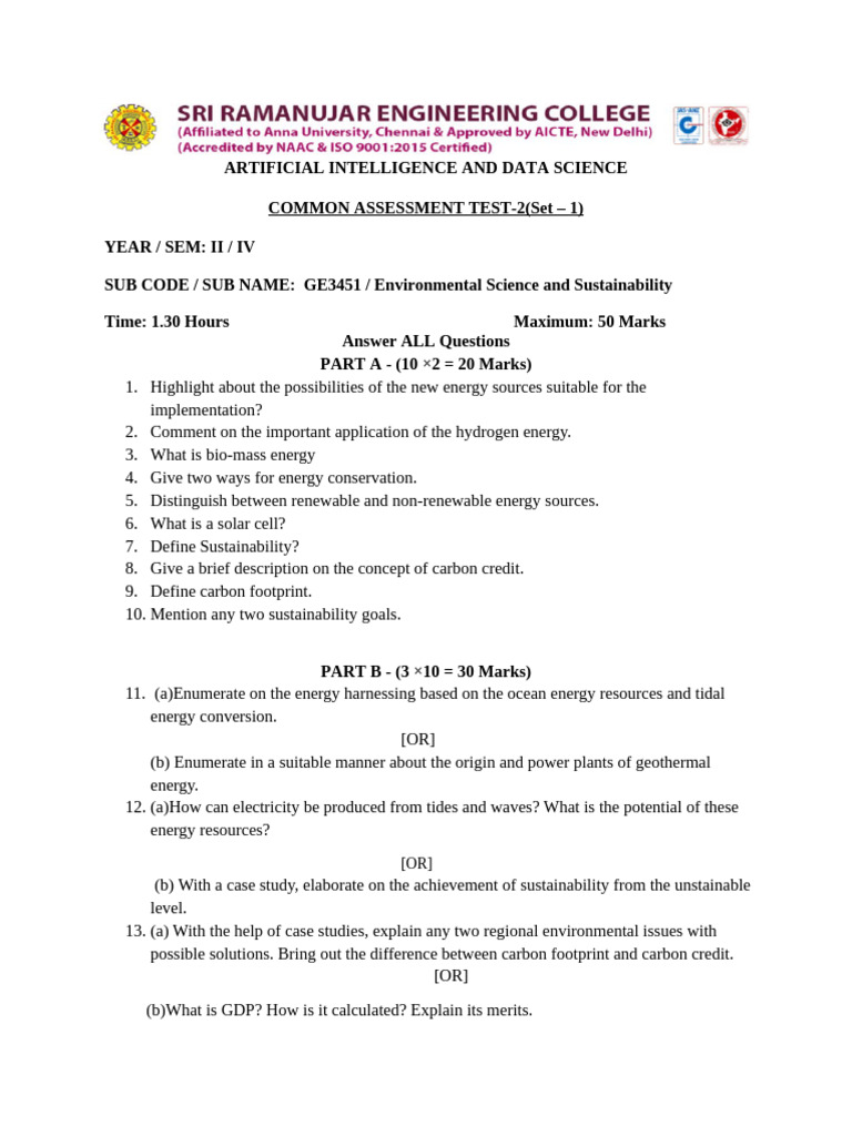CAT - 2 (ESS - Set1) | PDF