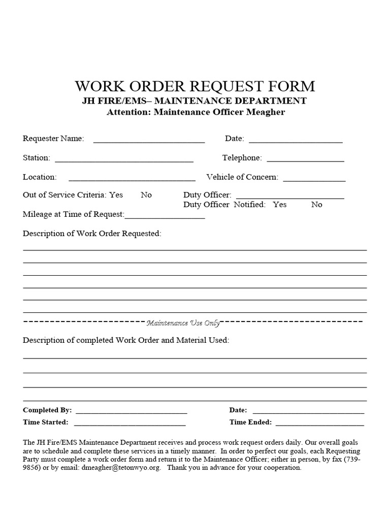 Work Order Request Form201742120220103 | PDF