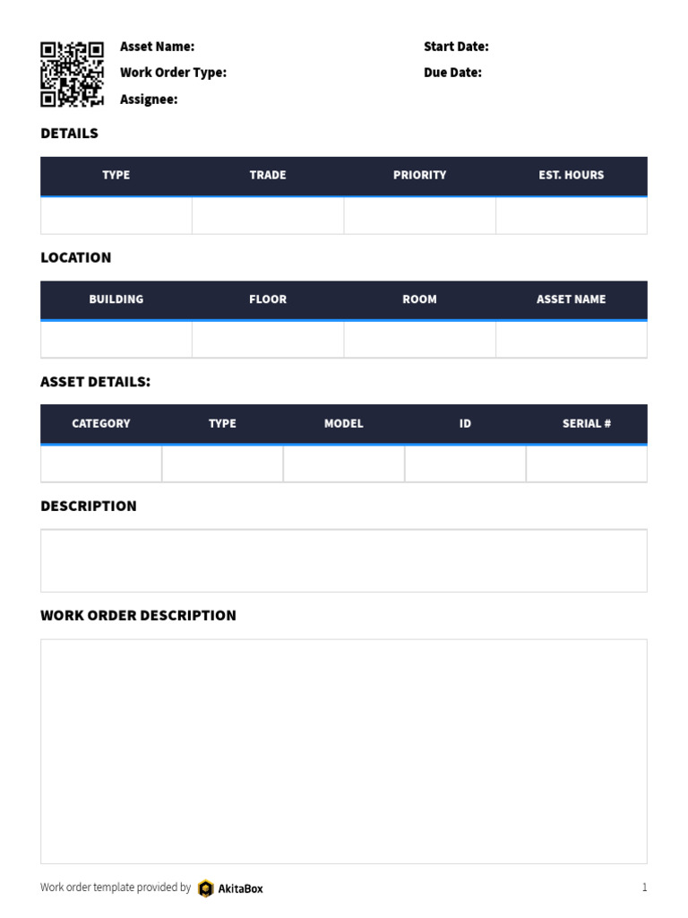 AkitaBox - Work Order Template (Interactive) FINAL | PDF