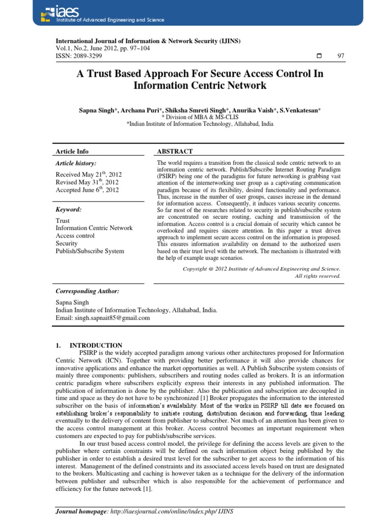 A Trust Based Approach For Secure Access Control in Information Centric ...