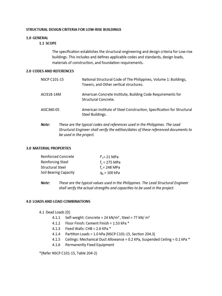 Structural Design Criteria For Low Rise | PDF