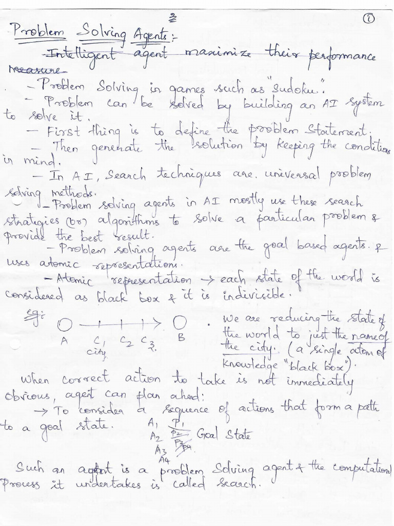 Problem Solving Agent Written Notes | PDF