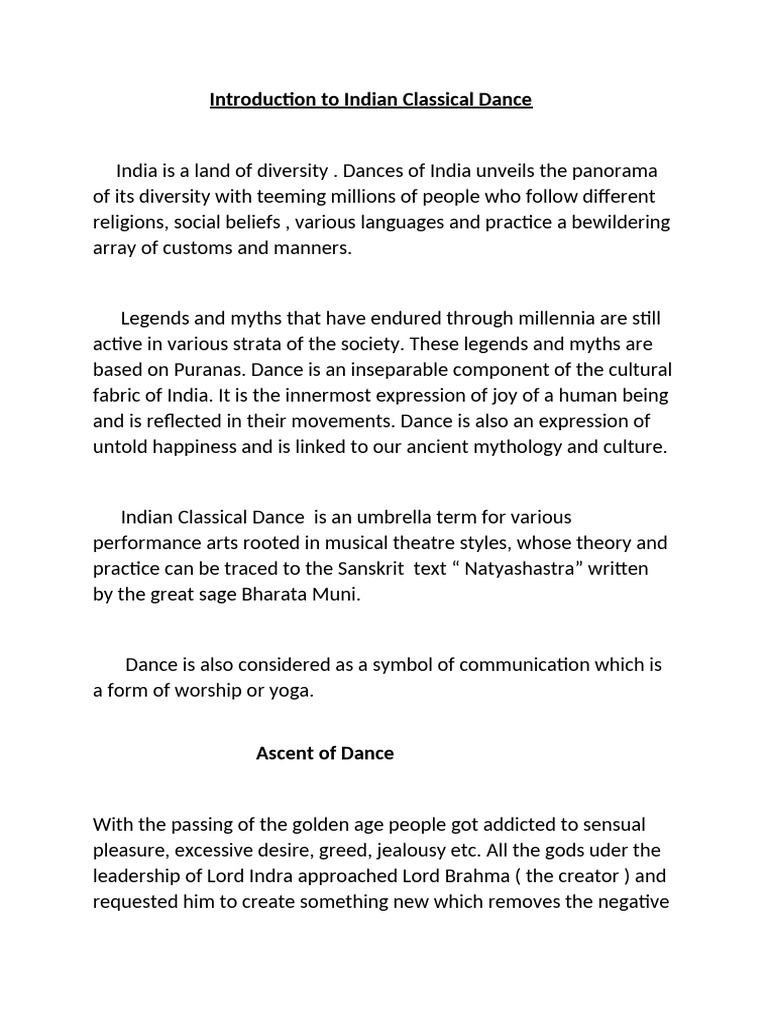 CLASSICAL DANCE LECTURE Notes | PDF