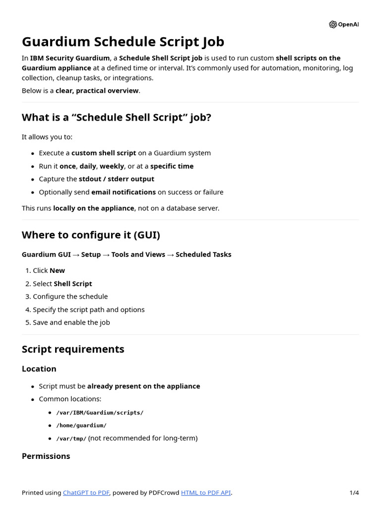 Guardium Schedule Script Job | PDF | Scripting Language | Software ...