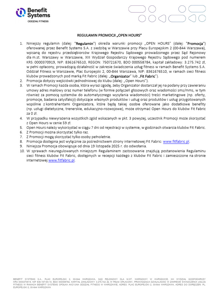 Fif Promocja Open Hours | PDF