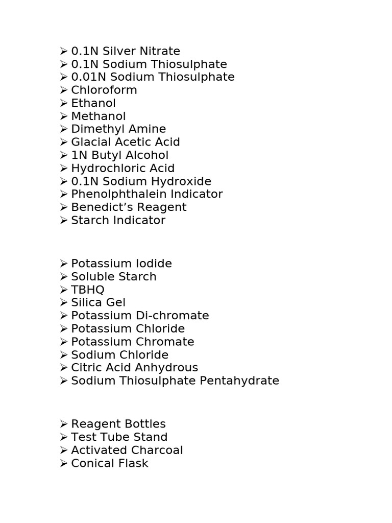 Lab Chemical Names | PDF
