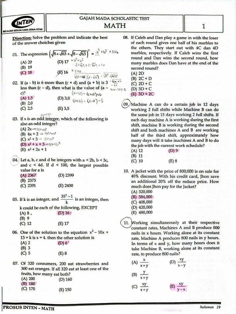 GMST Math Set 1 & 3 | PDF