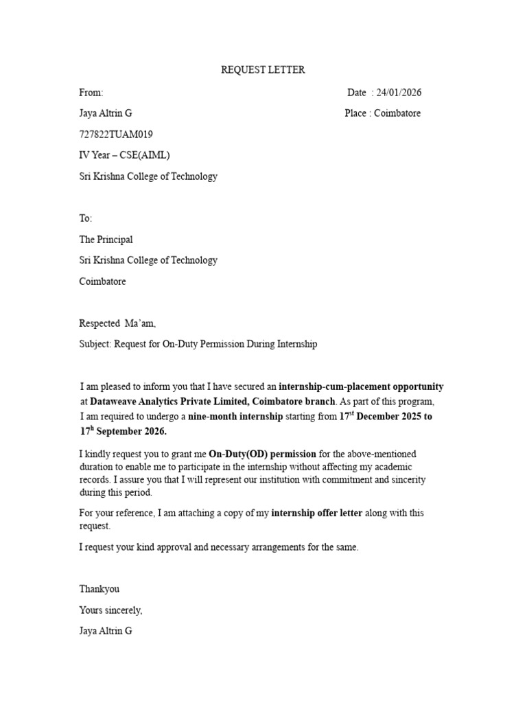 OD Letter-Jaya New | PDF