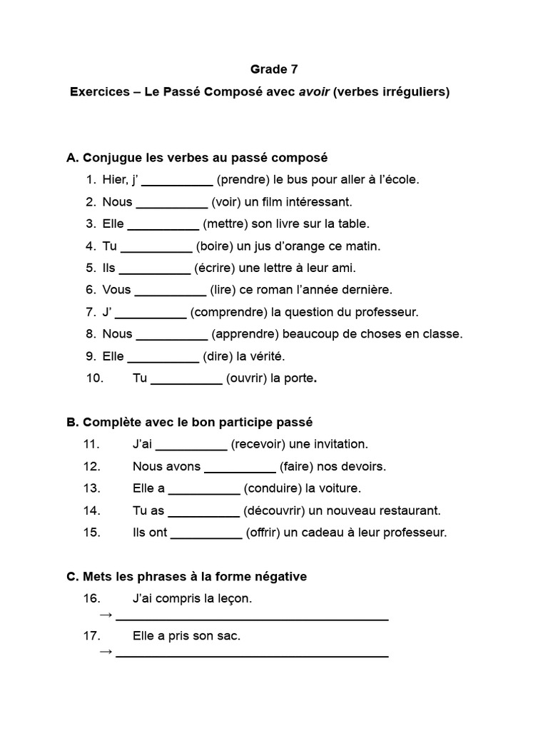 Worksheet 1 Freanch | PDF