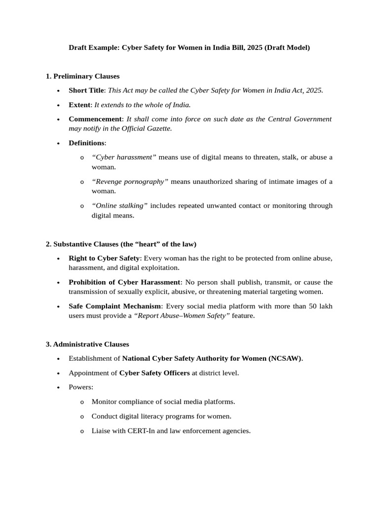 Drafting A Bill - Example 1 | PDF | Cyberbullying | Stalking