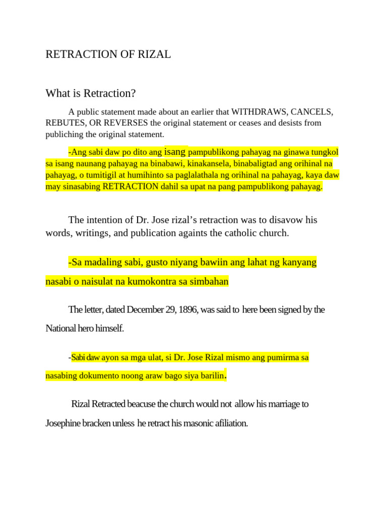 Retraction of Rizal | PDF