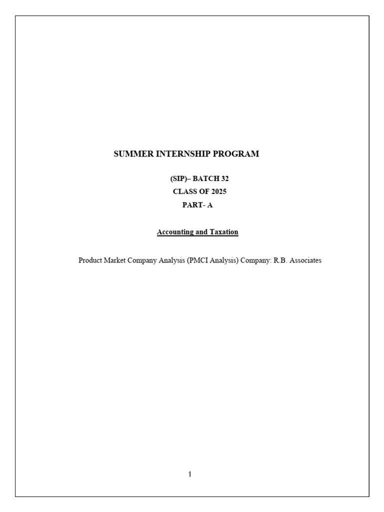 SIP Final Report-241181 | PDF | Audit | Taxes