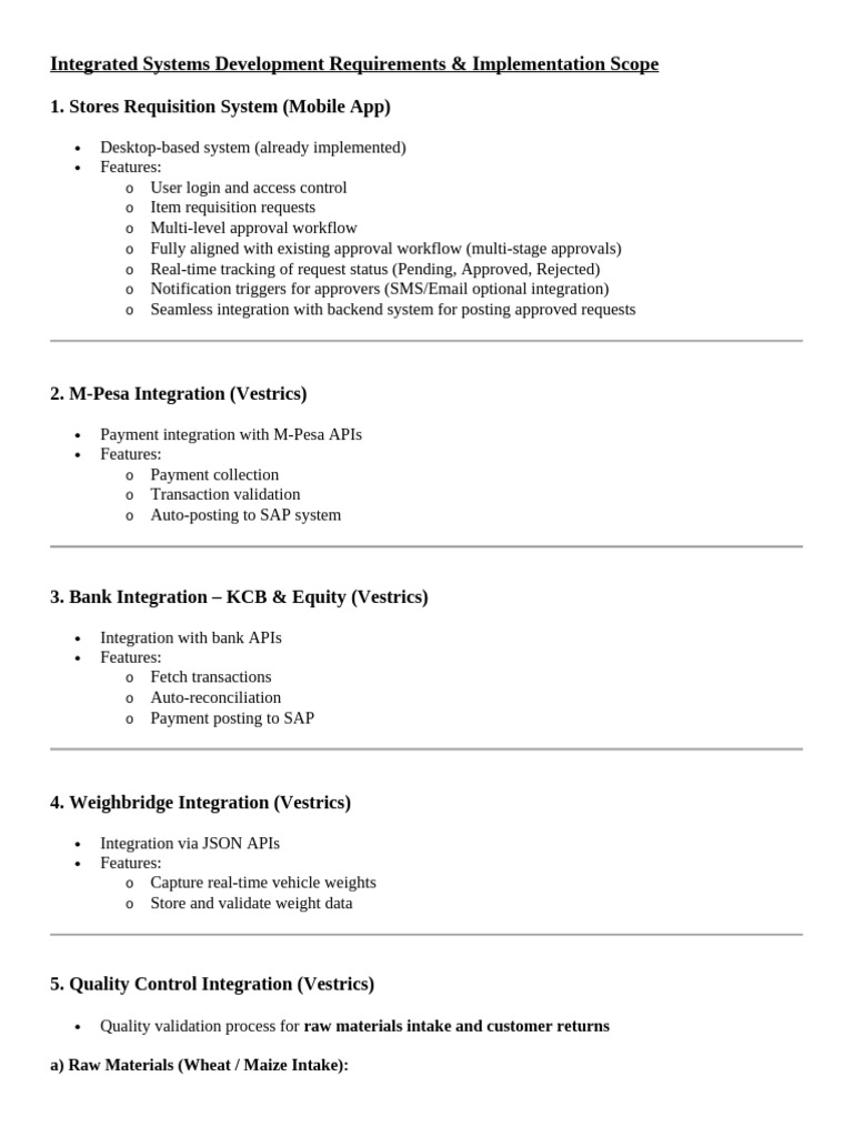 Integrated Systems Development Requirements | PDF | Sales | Computing