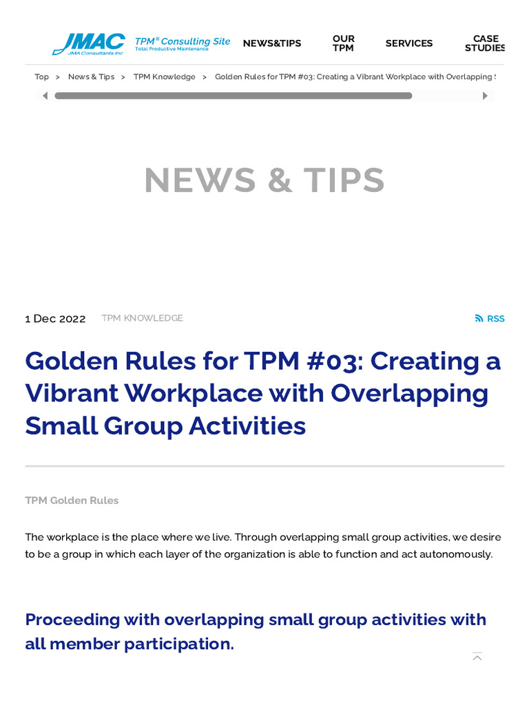 Golden Rules For TPM #03 - Creating A Vibrant Workplace With ...