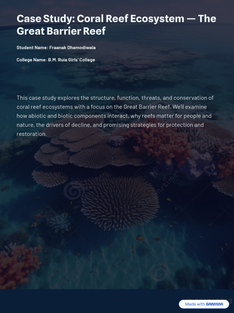 Case Study Coral Reef Ecosystem The Great Barrier Reef | PDF | Coral ...