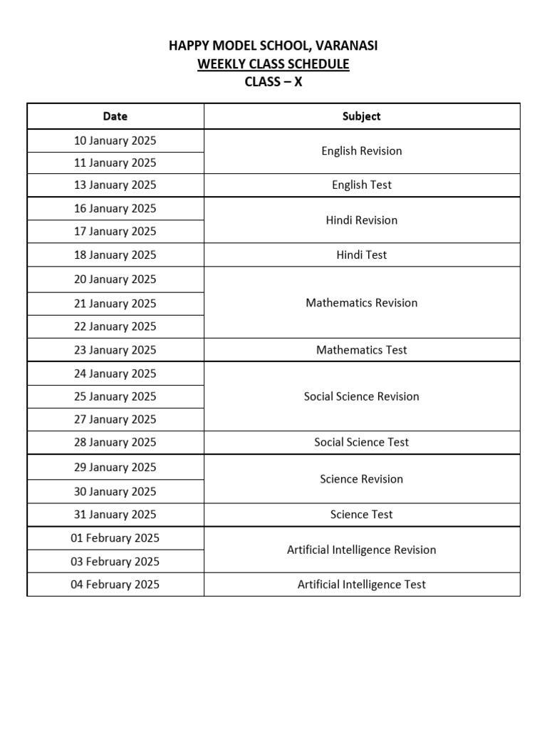 X Time Table | PDF