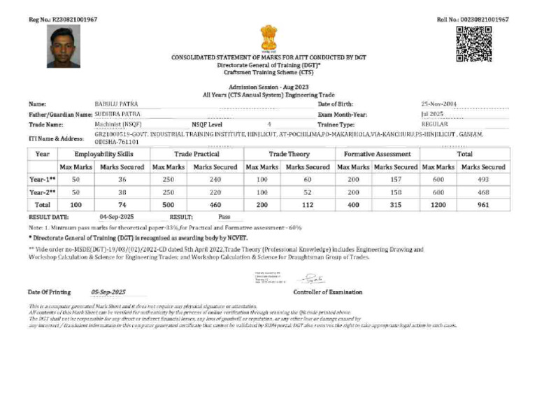 Iti Marksheet | PDF