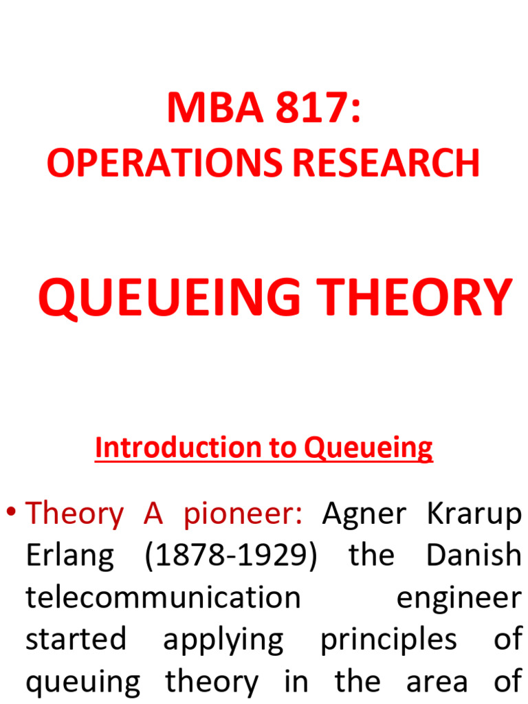 Unit 6 Queueing Theory Mba 817 | PDF | Applied Mathematics