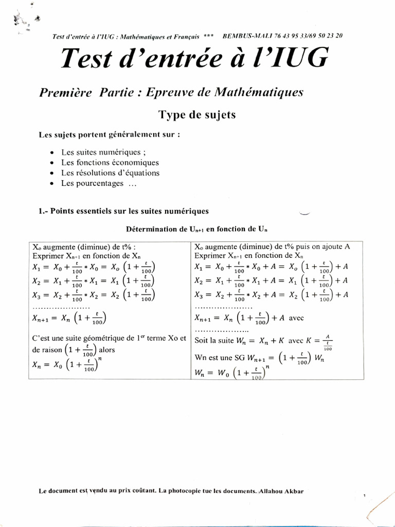 Ancien Sujets Test CGE | PDF