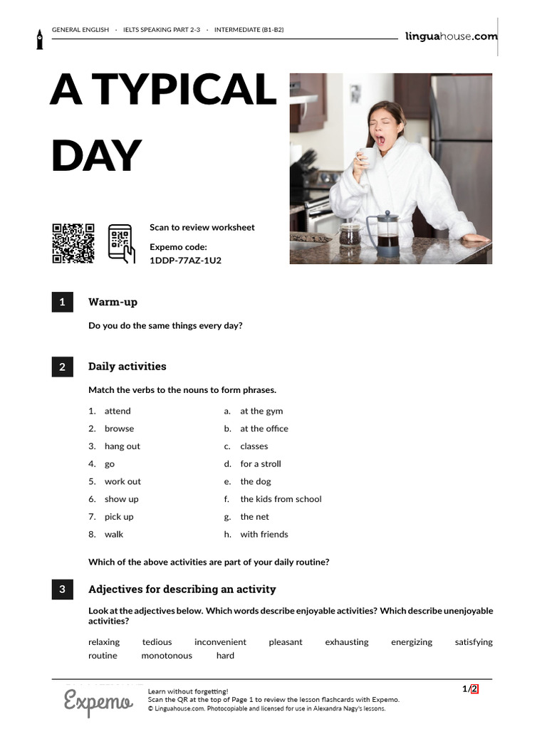 A Typical Day British English Student | PDF | Linguistic Typology | Grammar