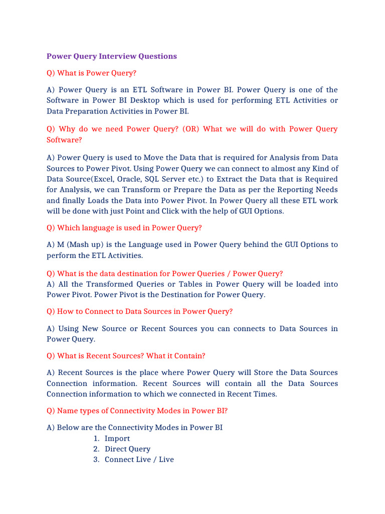 Power Query Interview Questions and Answers | PDF