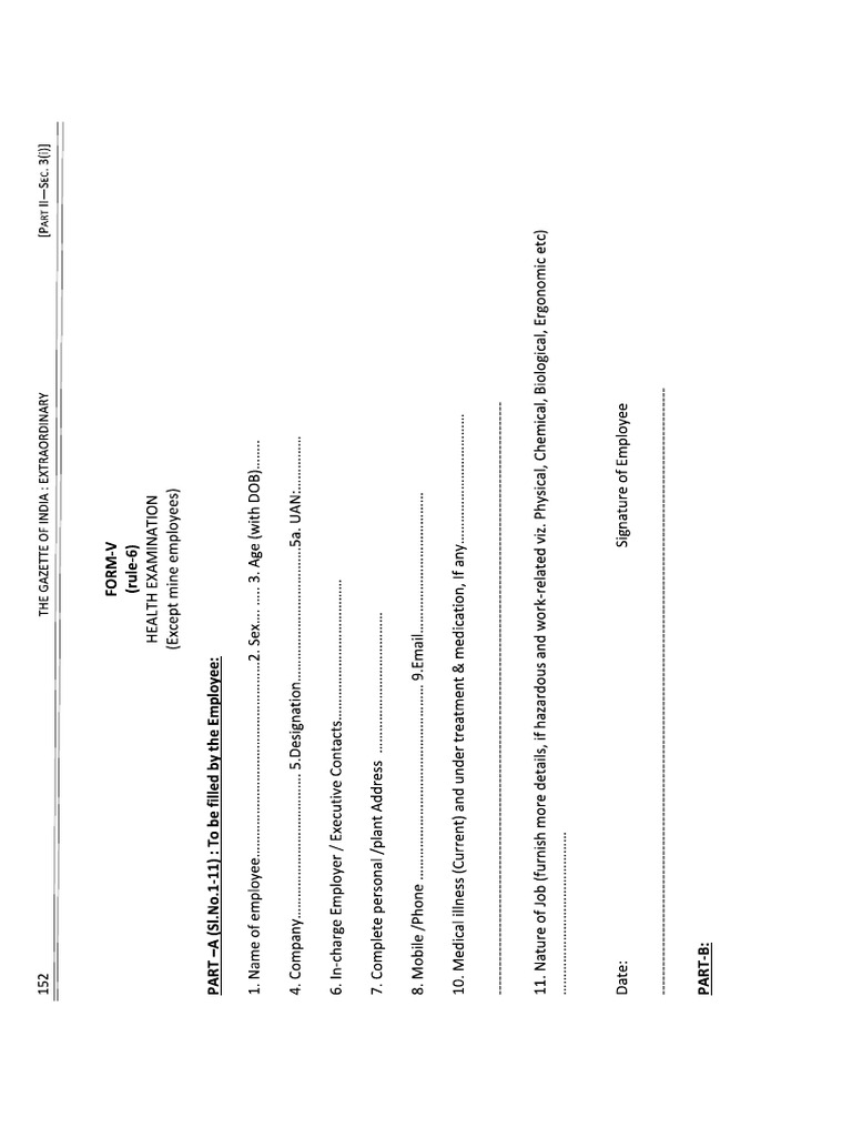 Form V - Health Test Report For Worker (Except Mine Worker) - As Per ...