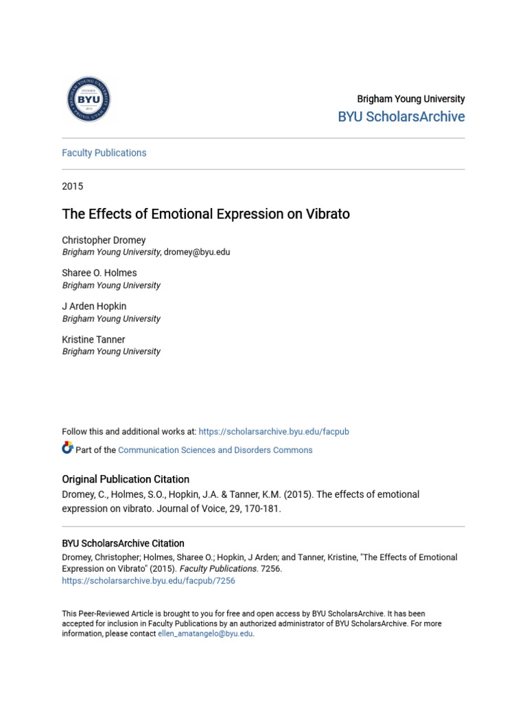 The Effects of Emotional Expression On Vibrato | PDF | Human Voice ...