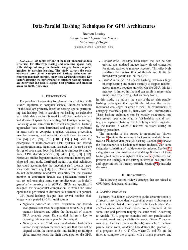 Data Parallel Hashing Gpu | PDF | Parallel Computing | Central ...