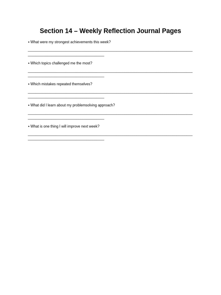 Section 14 Weekly Reflection Journal | PDF