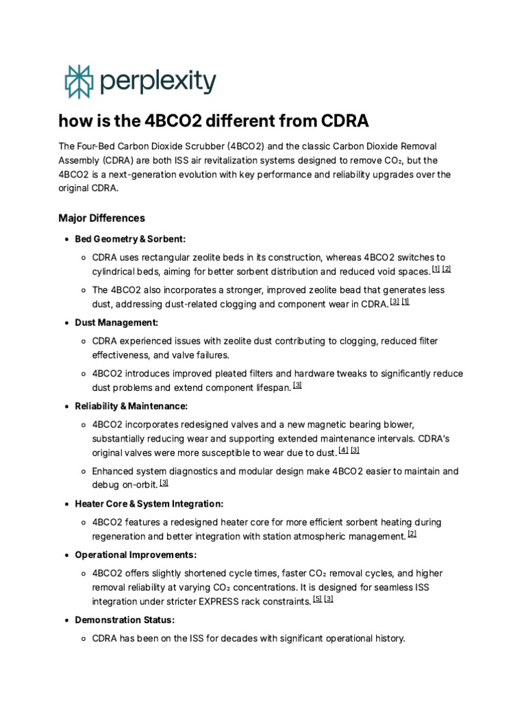 How Is The 4BCO2 Different From CDRA | PDF | Carbon Dioxide ...