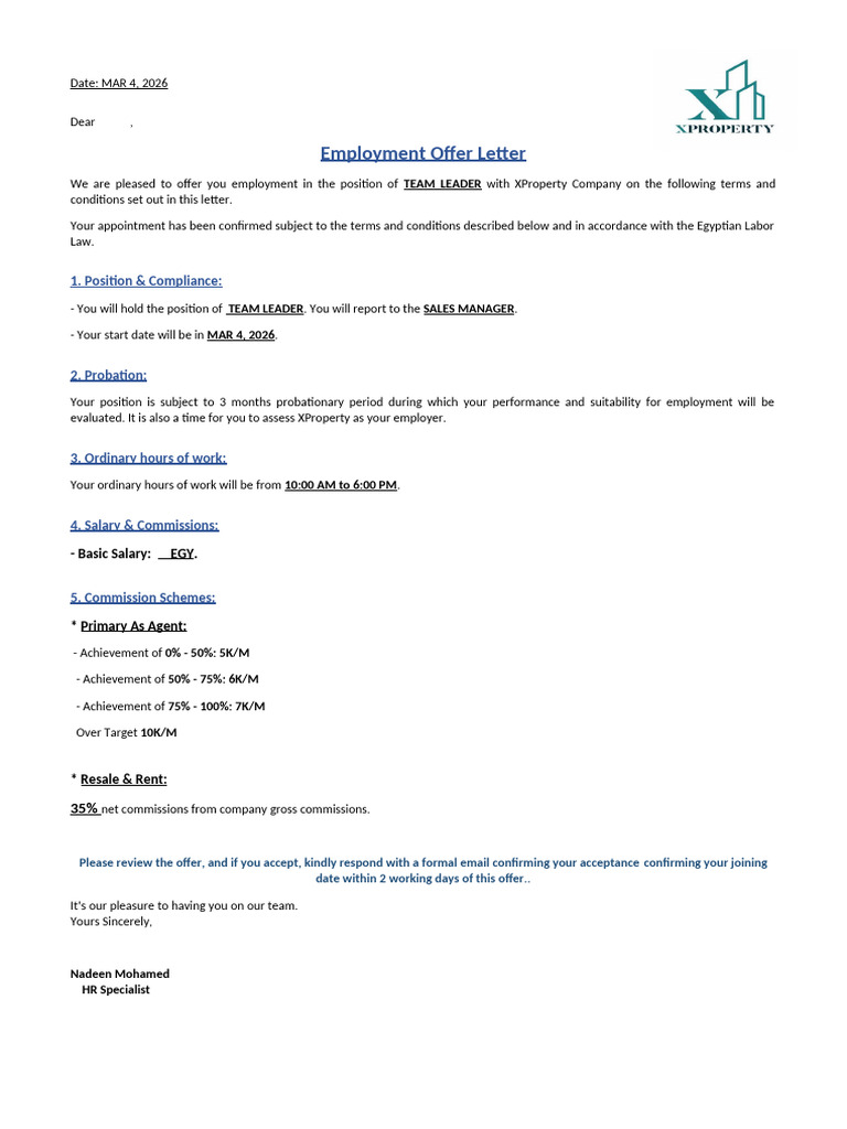 Offer Letter | PDF