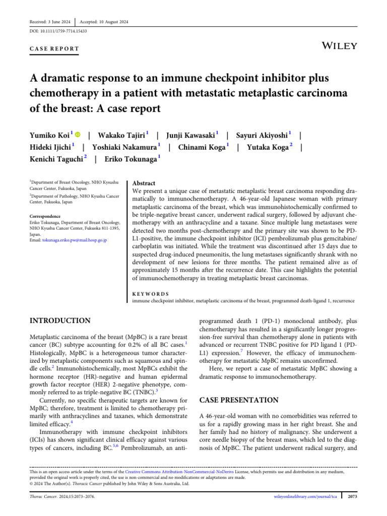 A Dramatic Response To An Immune Checkpoint Inhibitor Plus | PDF ...