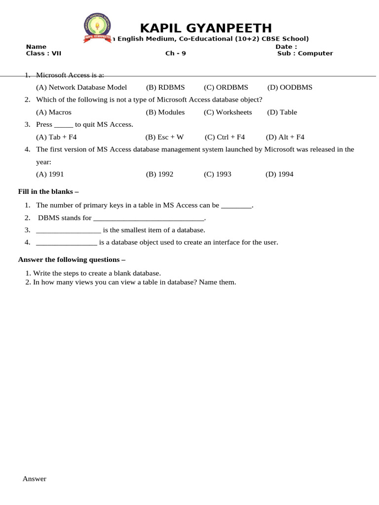 Class Vii CH - 9 Worksheet | PDF