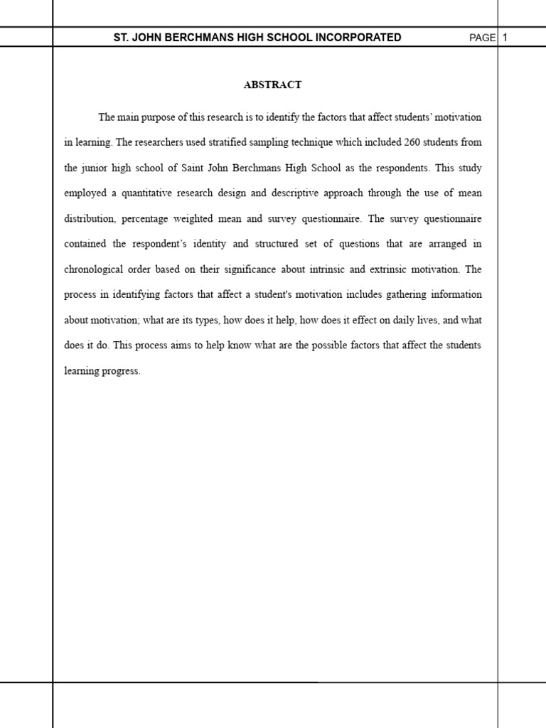 Factors Affecting Students' Motivation in Learning | PDF | Motivation ...