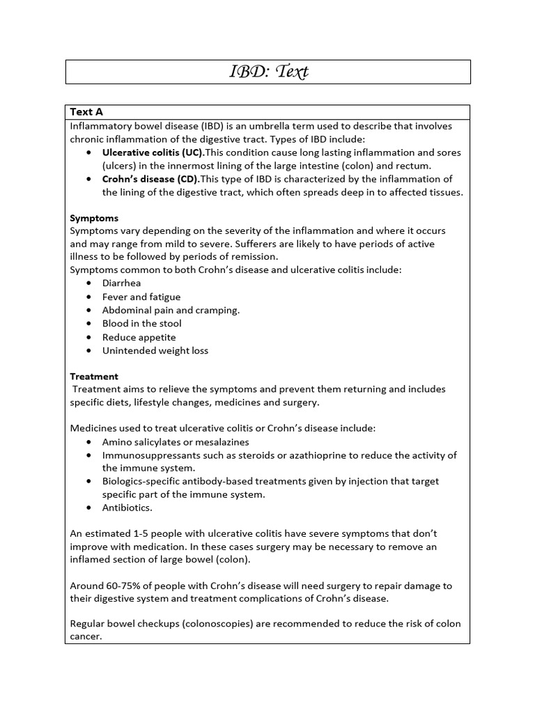 IBD Part A | PDF | Inflammatory Bowel Disease | Crohn's Disease