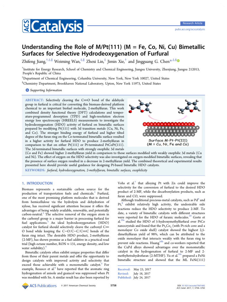 Understanding The Role of M PT (111) (M Fe Co Ni Cu) Bimetallic ...