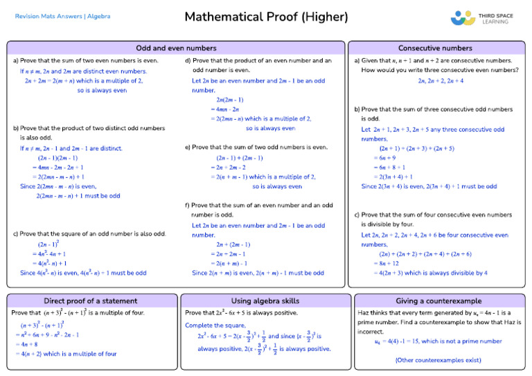 Mathematical Proof (Higher) Answers | PDF | Numbers | Mathematical Concepts