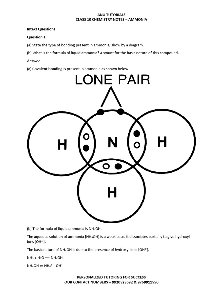 Anu Tutorials Class 10 Chemistry Notes - Ammonia | PDF | Ammonia ...