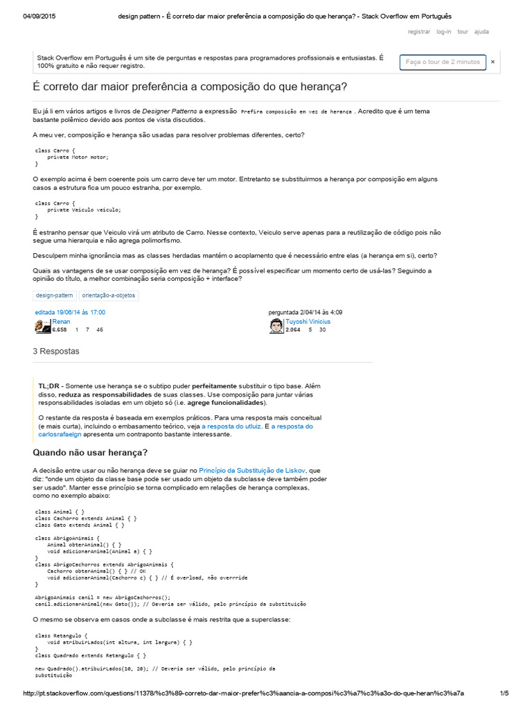 Design Pattern - É Correto Dar Maior Preferência A Composição Do Que ...