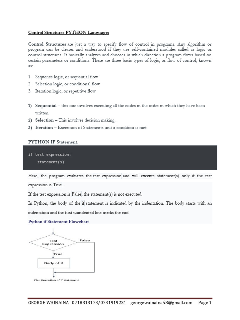 Introduction To Python Concepts 2 | PDF | Control Flow | Python ...