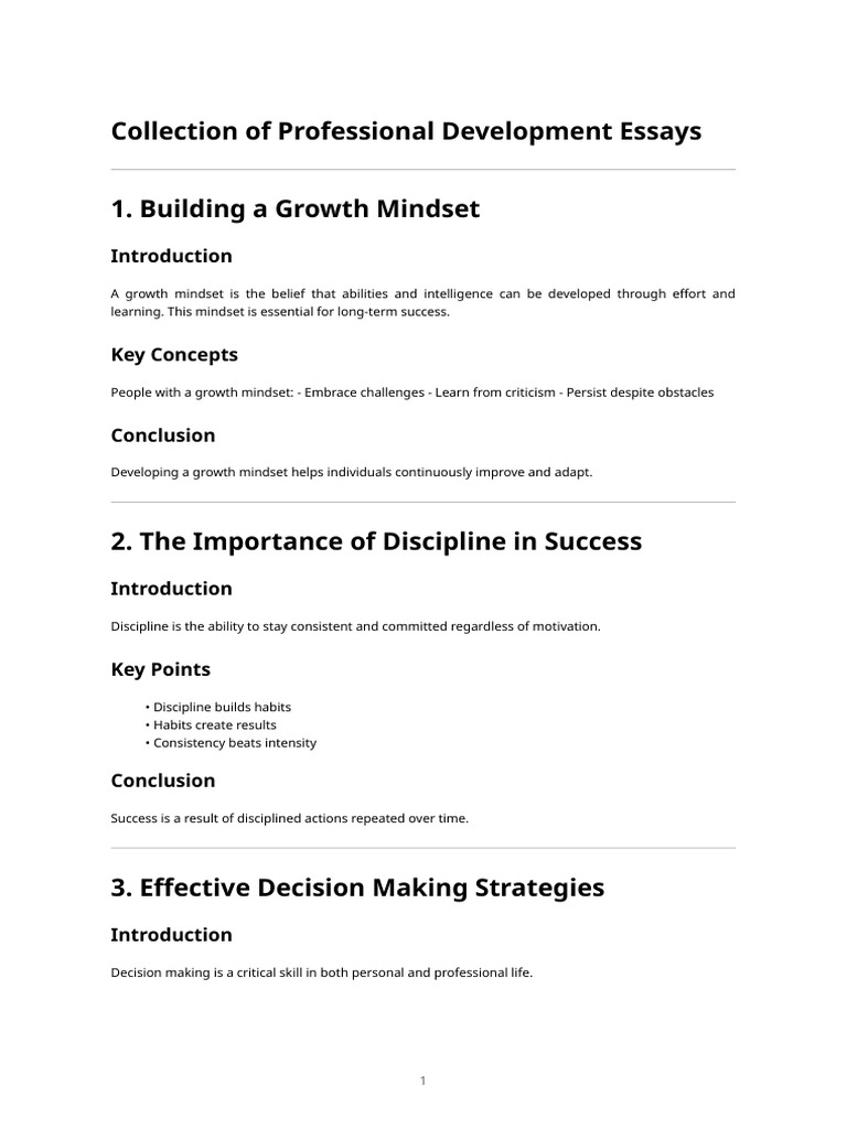 Collection of Professional Development Essays | PDF