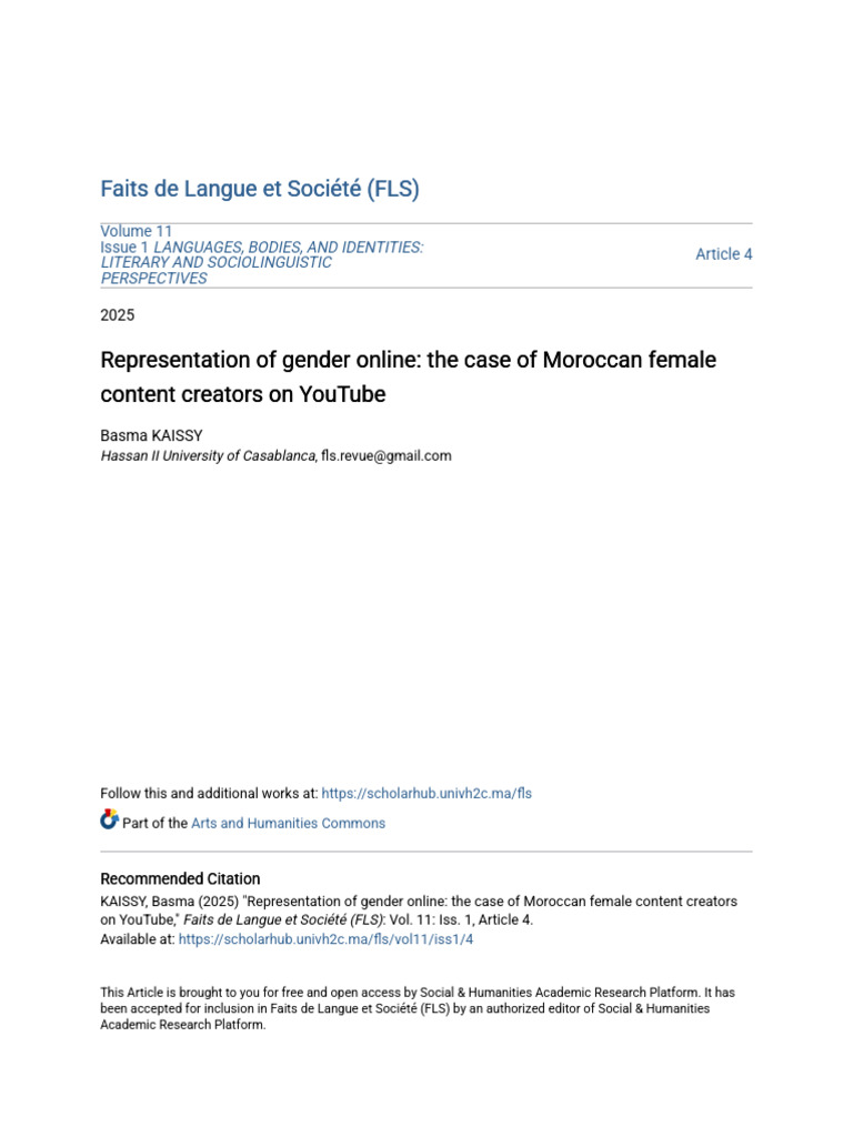 Kaissy Representation of Gender Online - The Case of Moroccan Female ...